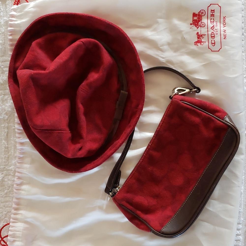 Vintage Coach wool hat and matching bag with silver hardware circa 1992